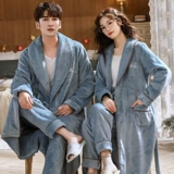 Демисезонный фланелевый банный халат, удерживающая тепло коралловая бархатная пижама для влюбленных, длинные штаны, увеличенная толщина
