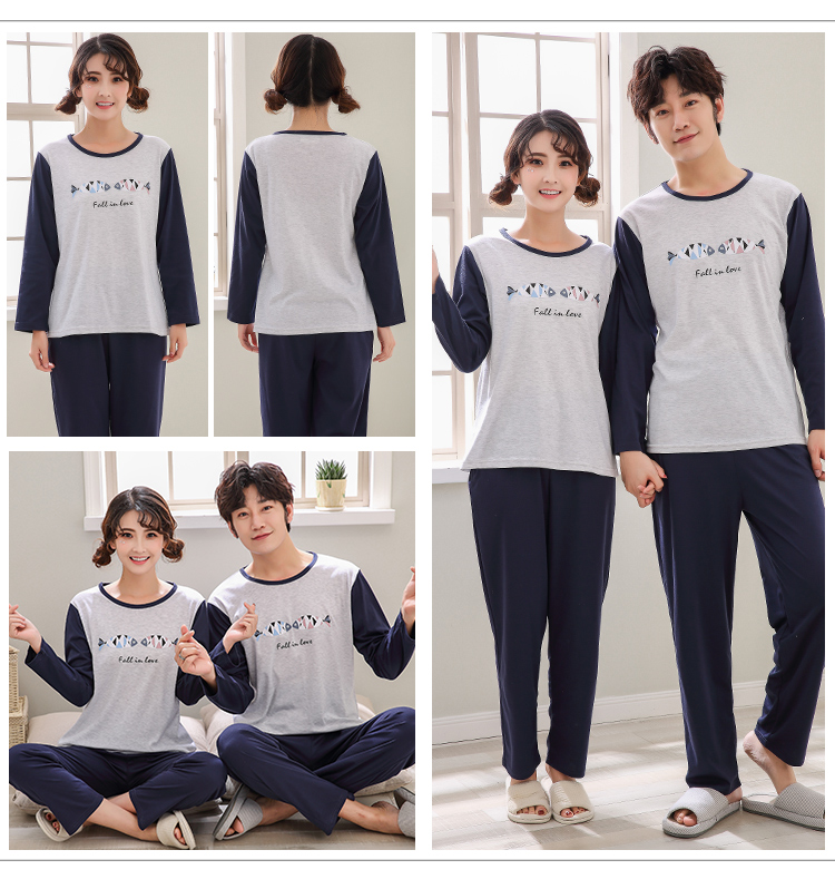 Mùa xuân và mùa thu mới mùa đông cotton dài tay nam nữ thiếu niên thể thao hoạt hình đồ ngủ phù hợp với XL cặp đôi kiểu đồ bộ vải thun bông