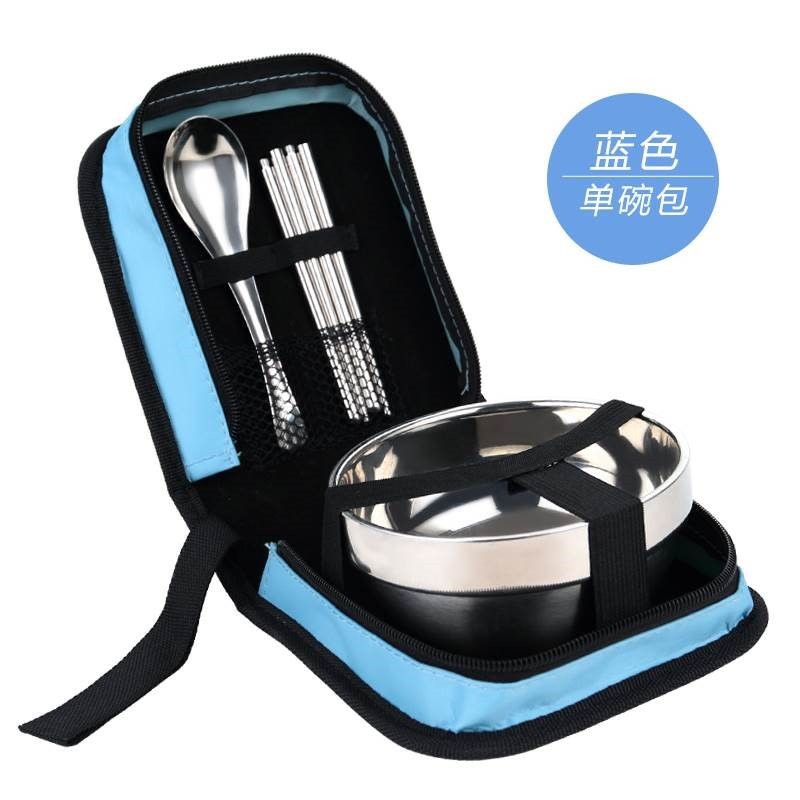 Chopsticks single a delicate tableware suit the spoon, bowl of food bowl Chopsticks students portable tableware stainless steel bowl