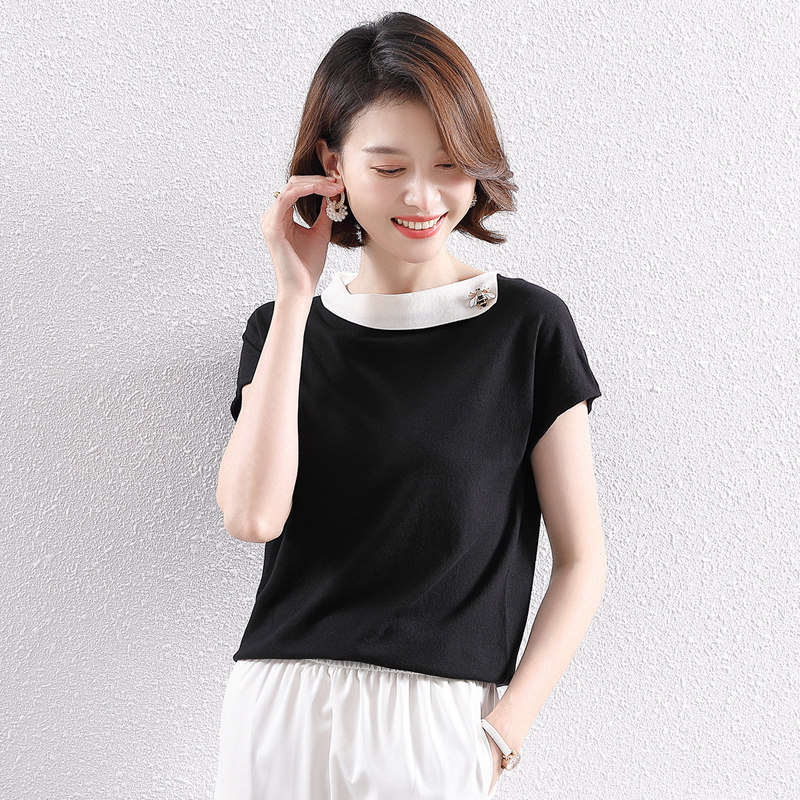 Ice silk hat children 2022 Summer new high-end thin style minimalist fashion hat T-shirt loose elegance 100 hitch