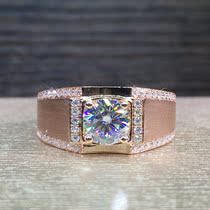 18K platinum rose gold mo sang shi ring male import trend domineering Mozambique diamond ring couple dui jie 1 karat