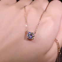 18K Gold D color mo sang shi necklace 1 karat drill simple four-jaw Mozambique choker pendant women