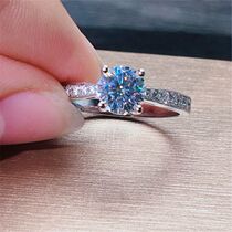 18K platinum rose gold mo sang shi dan pai zuan shi jie zhi 1 karat classic four-jaw ring nv zuan jie simulation