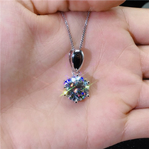 18K platinum rose gold United States mo sang shi classic six-claw necklace 1 karat fashion box choker pendant women