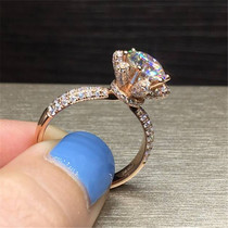 18K platinum rose gold luxury group inlaid moisanishi ring female D color moissanite ring flower diamond ring female