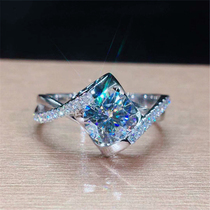 18K platinum moisanite ring simulation Diamond angel kiss ring trend Super flash wedding engagement button arm
