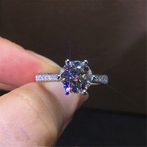18K platinum mo sang shi Ring 1 karat crown six-claw women married diamond engagement ring simulation diamond ring
