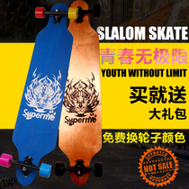 Big worm long board road skateboard adult four-wheel scooter beginner Korean Road brush street dance board