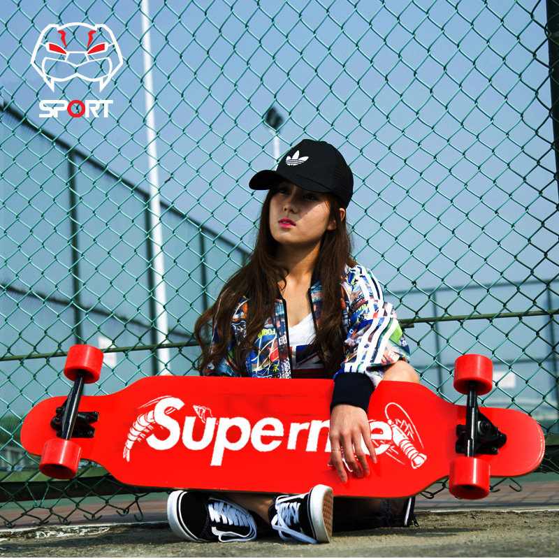 Dancing longboard Fancy double-warped scooter Four-wheeled longboard brushing street walking road skateboard Downhill dance board