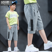 2021 new boys summer pants in big children loose sports pants childrens summer clothes thin Capri pants Tide pants