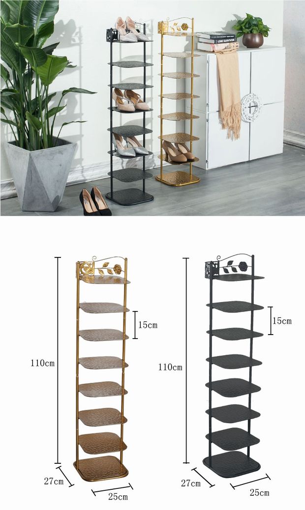 Thiết kế ban đầu giá sắt rèn giày gia đình nhiều lớp đơn giản hiện đại kinh tế ký túc xá dép đa chức năng lưu trữ tủ giày - Kệ giá để tài liệu