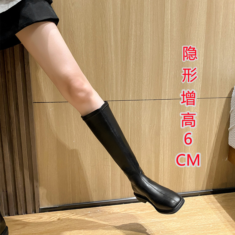 Slim Skinny Boots Woman 3233 Small size Slim Long Silo Boot Small inner heightening though knee-high cylinder boot thick bottom riding boot