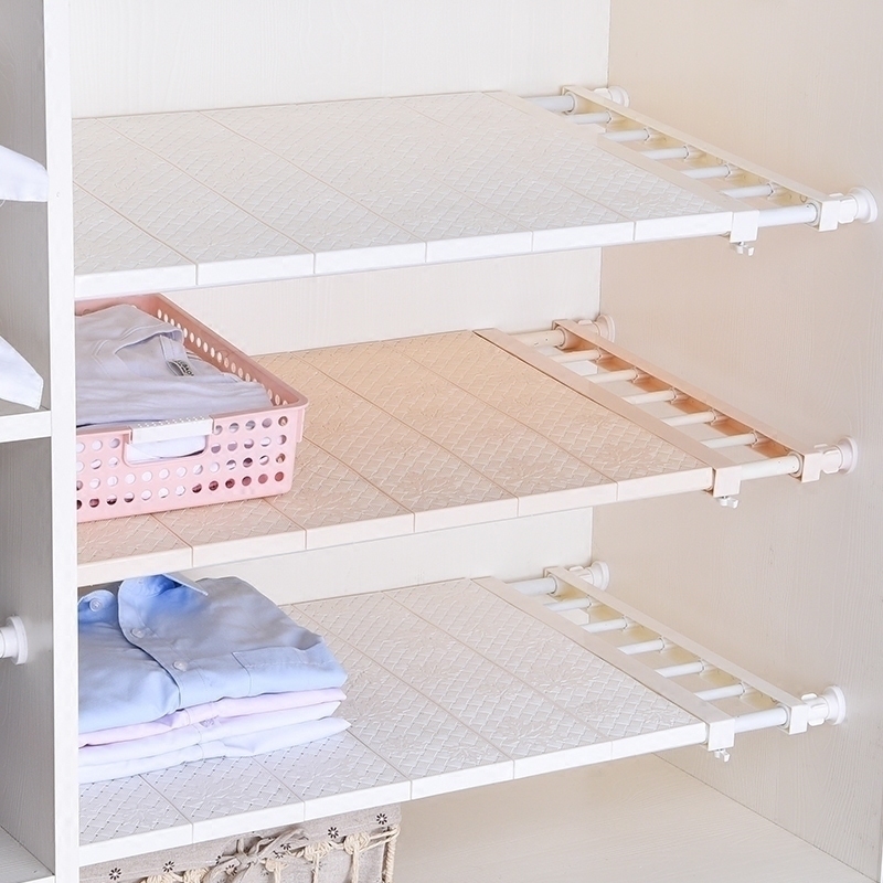 Cabinet tiered rack Wardrobe divider shelf Shoe cabinet storage The whole cabinet telescopic finishing artifact free of drilling