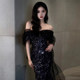 Black high-end evening dress 2022 new annual meeting host one-shoulder sequined fishtail piano performance long dress