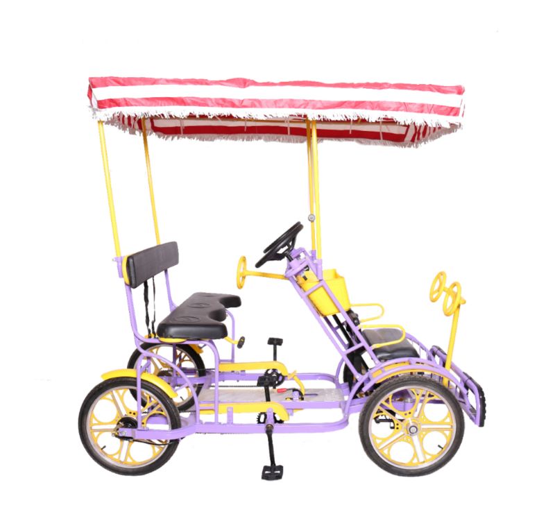 Awit four-wheeled double Peng baby seat sightseeing car Multi-person car couple car Double bicycle leisure tour car