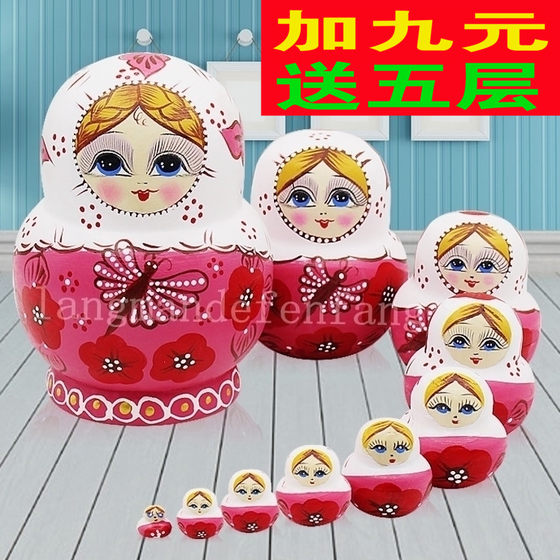 Matryoshka doll vibrato genuine ten-layer educational toy hand-painted traditional handmade Basswood air-dried 10-layer 08