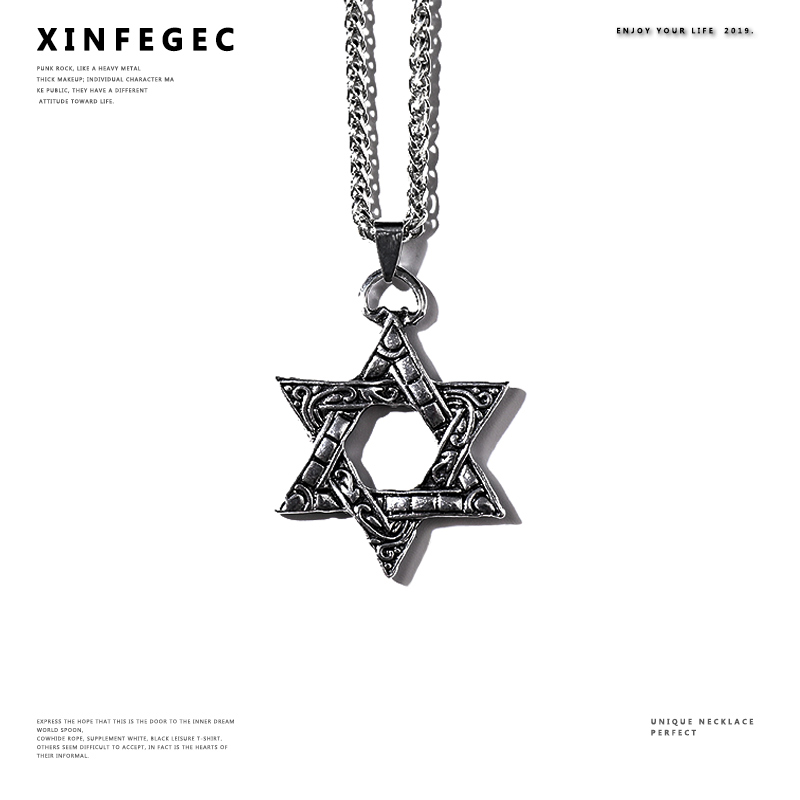 19SS High Street Classic Six Mangan Stars Pendant European and American Hip Hop Trend Necklace Student 100 Hitch Retro Trinket Man