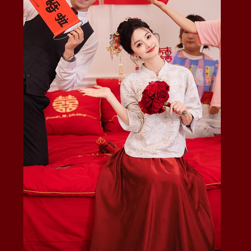 Maternity Wedding Dress for Brides, 2026 New Autumn Style, Wedding and Engagement Dress, Plus Size, Traditional Chinese Dress to Cover the Belly