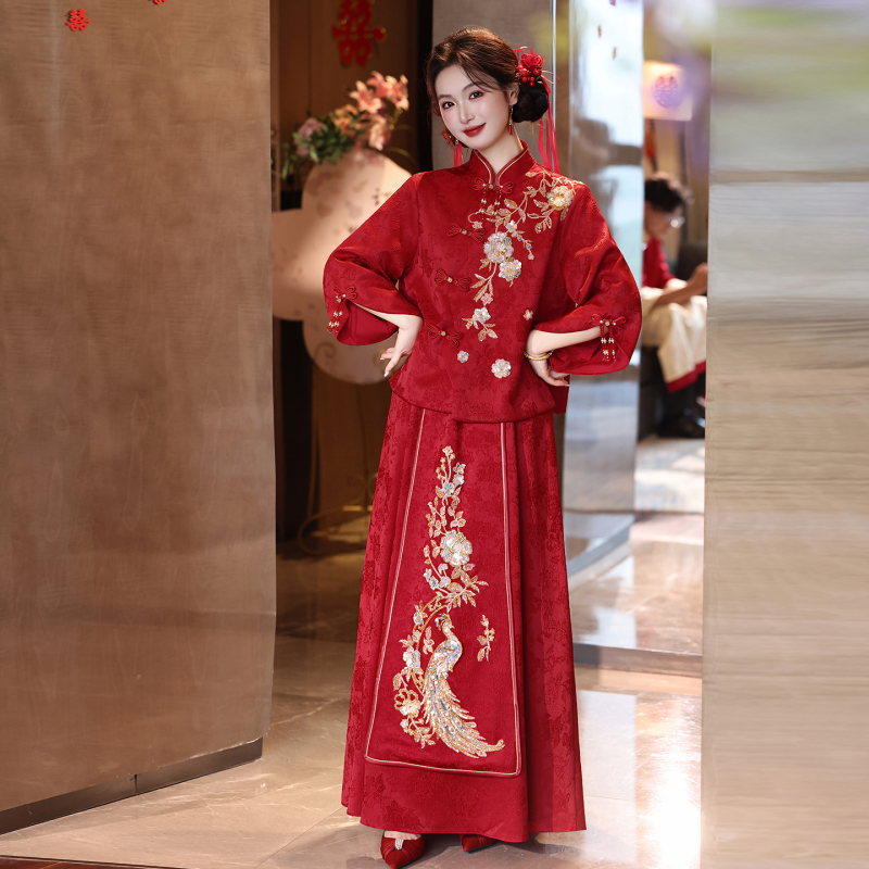 Xiuhe-Style Wedding Dress 2026 New Model Maternity Toast Dress Bride Engagement Dress Wedding Banquet Dress Plus Size for Chubby Women Xiuhe-Style Wedding Dress 2026 New Model Maternity Toast Dress Bride Engagement Dress Wedding Banquet Dress Plus Size for Chubby Women
