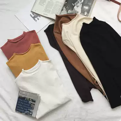 Skin-friendly soft glutinous thin rabbit velvet blend semi-high collar base shirt women long sleeve autumn and winter Joker sweater