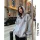 Ayi hooded grey sweatshirt ແມ່ຍິງພາກຮຽນ spring ແລະດູໃບໄມ້ລົ່ນ lazy style ວ່າງ zipper ບວກກັບ velvet ສີຂີ້ເຖົ່າ cardigan jacket