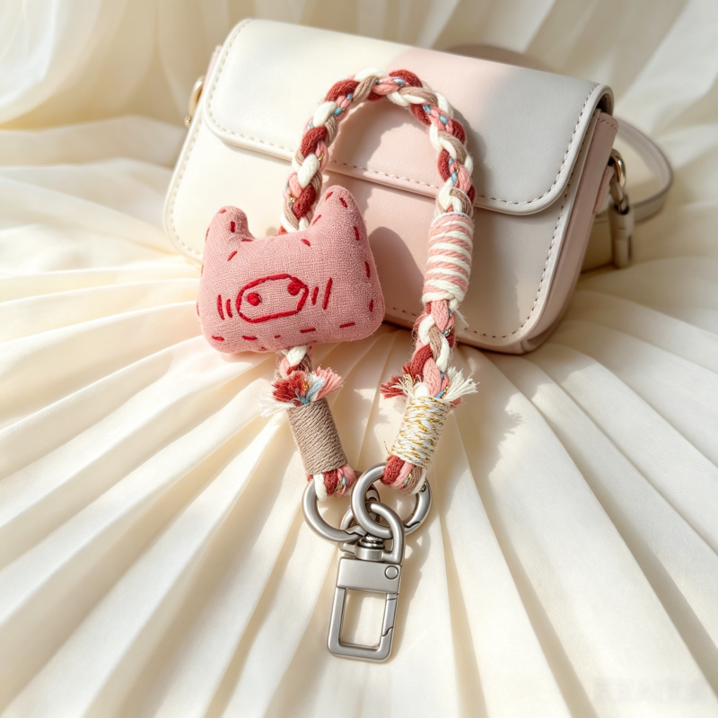 Creative Handmade Pink Pig Fabric Phone Pendant Woven Rope Bag Charm Keychain Accessory 061 Creative Handmade Pink Pig Fabric Phone Pendant Woven Rope Bag Charm Keychain Accessory 061