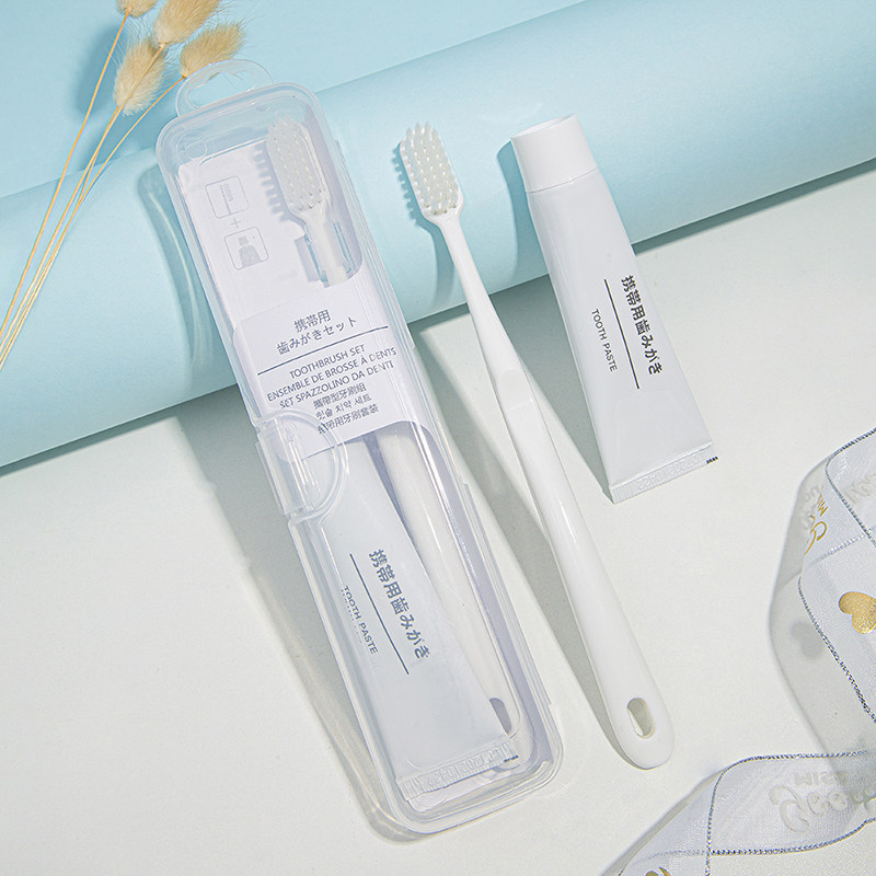 Japanese portable toothpaste toothbrush set soft hair with box travel unprinted combination travel travel pack box