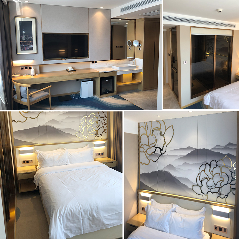 Boutique Hotel Stickup Solid Wood Leather Spray Paint Full House Innate Bed Renovation Minjuku Apartment room Pets TV Table