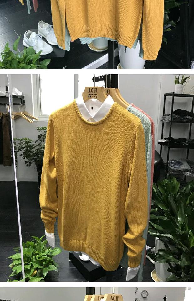 S thương hiệu nam 18 áo len mùa đông nam và nữ mẫu đôi màu rắn giản dị cổ áo len cổ tròn phiên bản lỏng của áo len áo phông nam