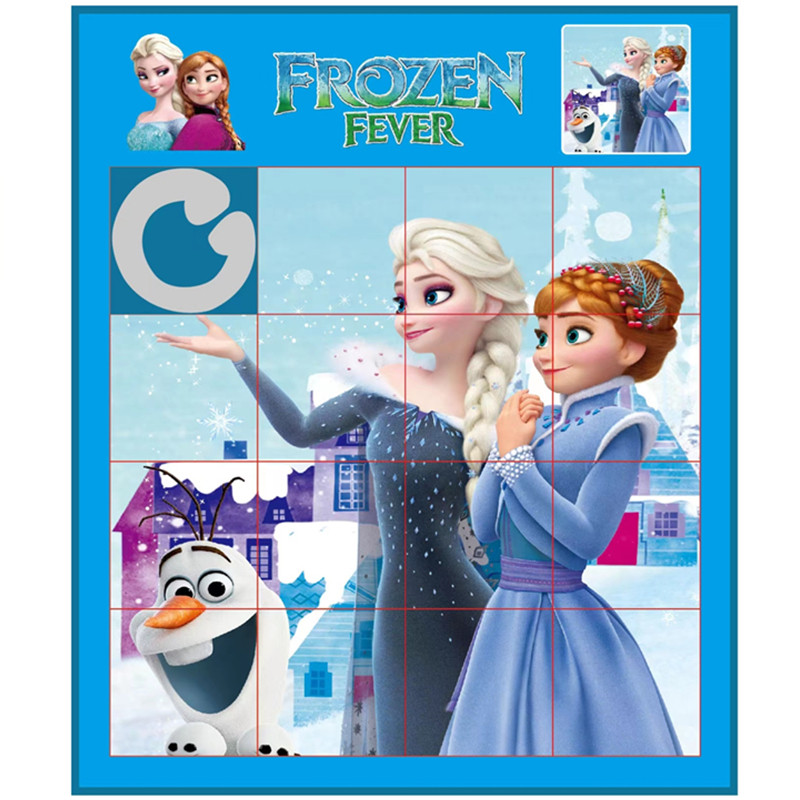 漫画の動くパズル アナと雪の女王 華容道 おもちゃ ギフト 3D迷路 大型プラスチックパズルボード 16マス