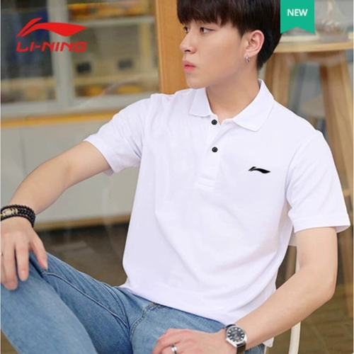 Li Ning, летняя хлопковая спортивная быстросохнущая футболка polo подходит для мужчин и женщин для отдыха, короткий рукав
