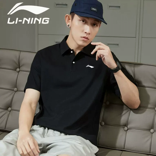 Li Ning, летняя хлопковая спортивная быстросохнущая футболка polo подходит для мужчин и женщин для отдыха, короткий рукав