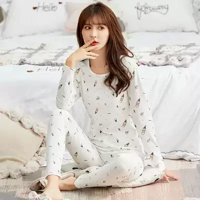 Autumn clothes sanitary pants women cotton set student girl hot clothes female thin bottom slim cotton autumn clothes wear