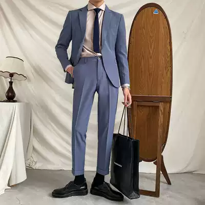 Men's English casual solid color suit jacket Korean youth British slim suit suit suit wedding dress tide