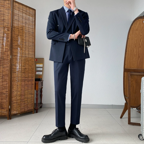 Костюм, комплект, трендовое свадебное платье, пиджак классического кроя, штаны, в корейском стиле, облегающий крой