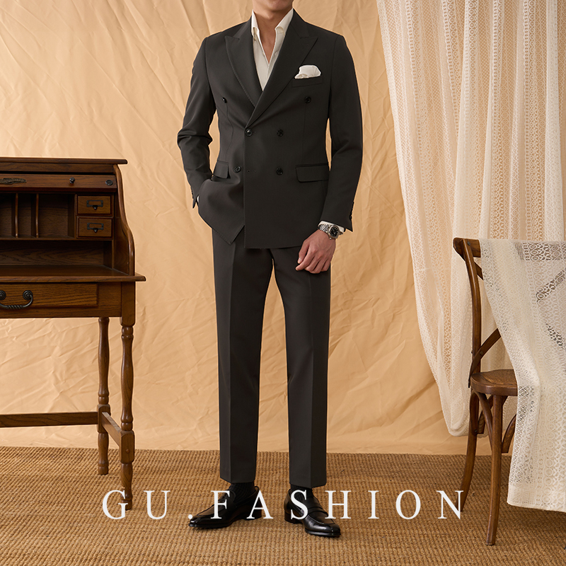 高級紳士ブレザーダブルブレストスーツメンズビジネスフォーマルウェア新郎ウェディングドレスピークドラペルスーツ