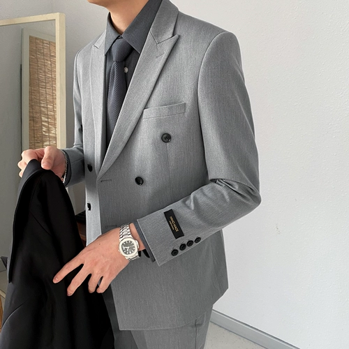 Костюм, комплект, трендовое свадебное платье, пиджак классического кроя, штаны, в корейском стиле, облегающий крой