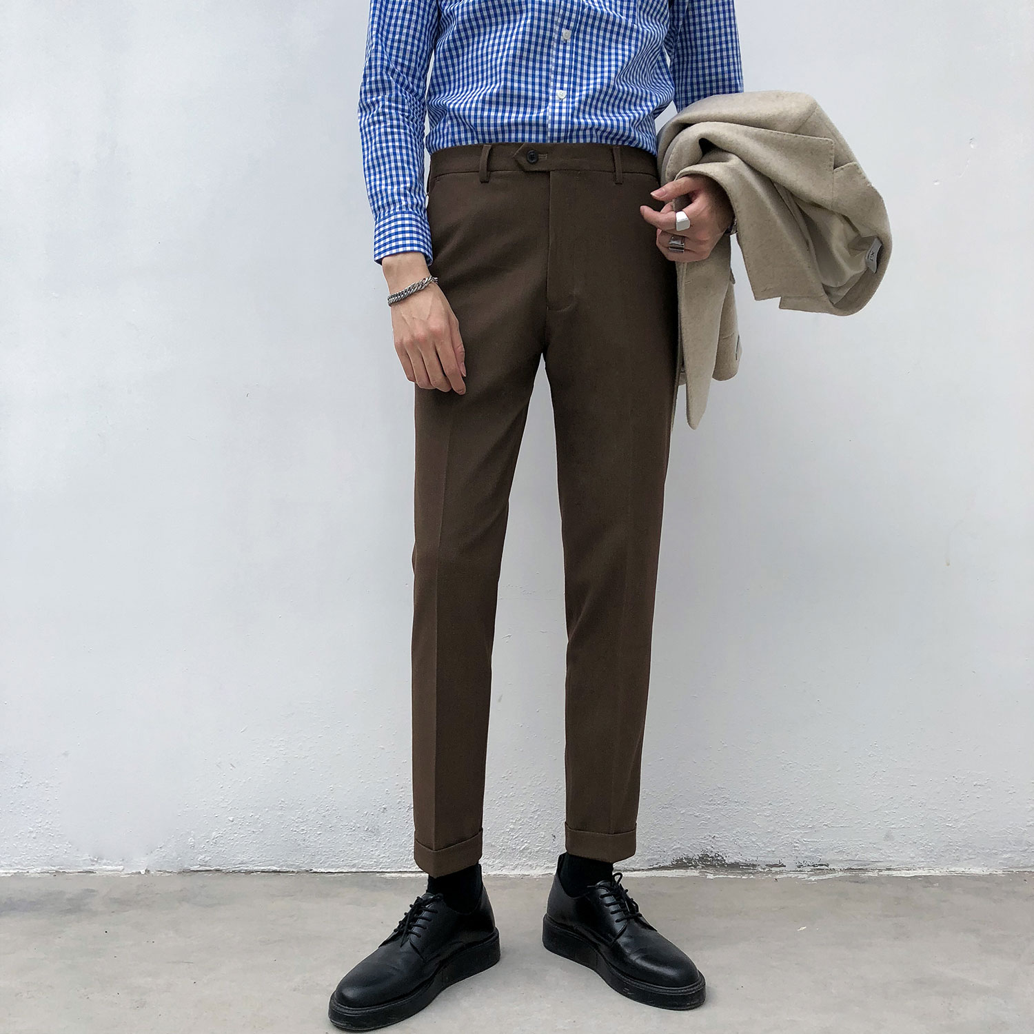 Western Pants Men's Body Youth Han Edition Trend Business Men's Western Clothing Pants Autumn Winter Casual Pants Men's Pants Straight Drum Pants