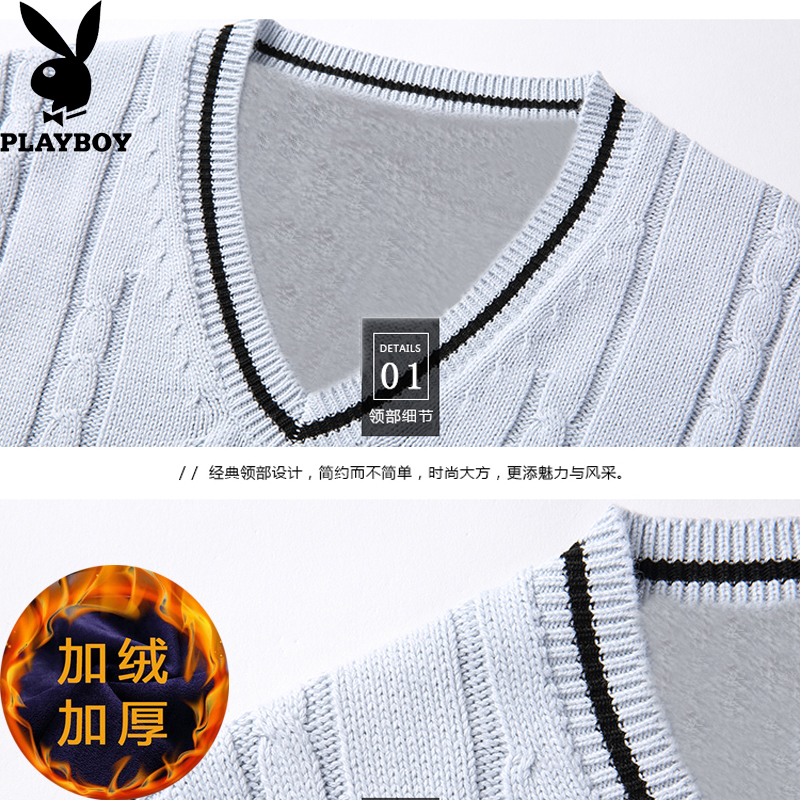 Mùa đông ấm áp vest nam cộng với nhung dày trẻ trung Áo vest cotton mỏng đan len cổ chữ V tay áo len thủy triều áo ghi lê nhiều túi