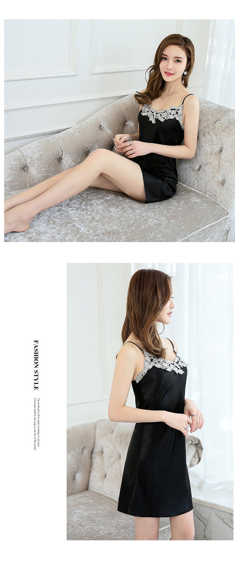 Nightdress nữ sling sexy cám dỗ băng lụa mỏng tươi lụa ren phần mỏng váy đồ ngủ nhà dịch vụ