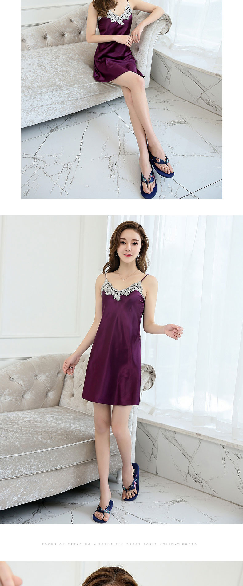 Nightdress nữ sling sexy cám dỗ băng lụa mỏng tươi lụa ren phần mỏng váy đồ ngủ nhà dịch vụ