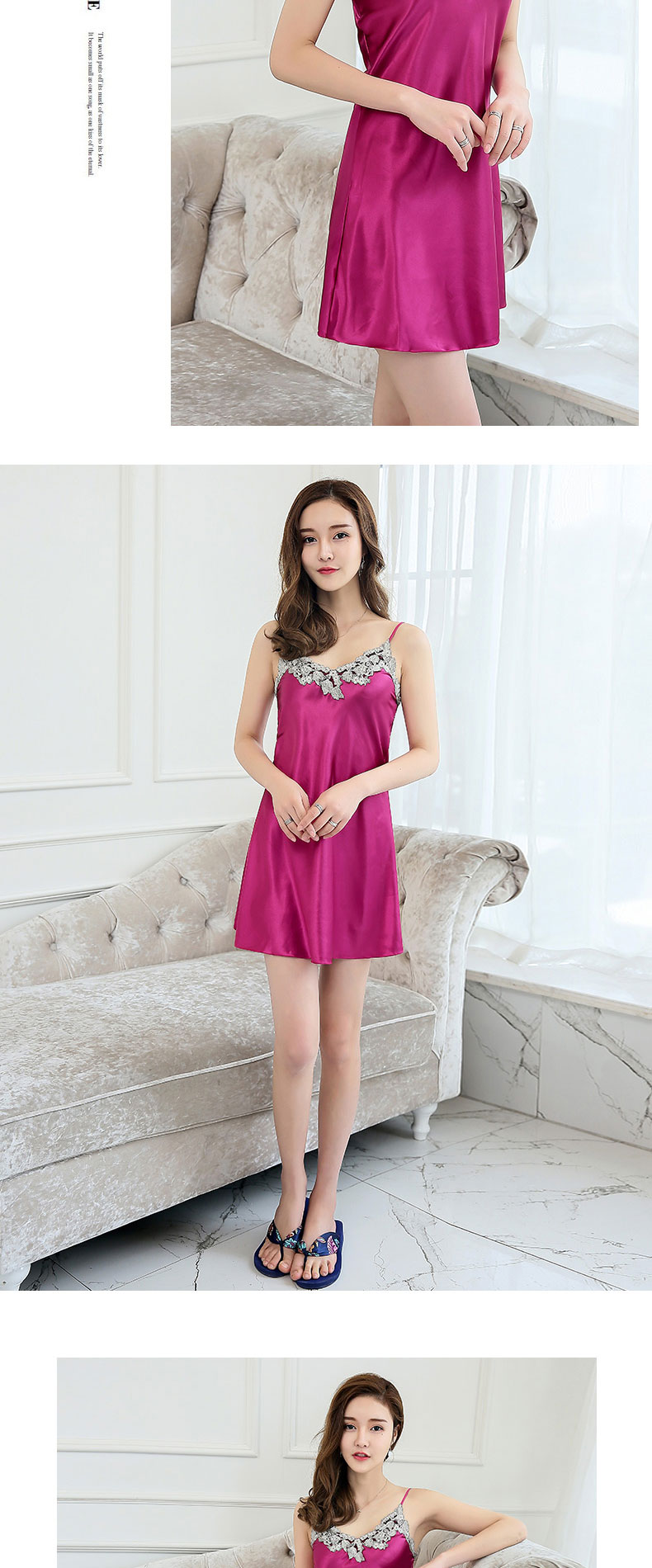 Nightdress nữ sling sexy cám dỗ băng lụa mỏng tươi lụa ren phần mỏng váy đồ ngủ nhà dịch vụ