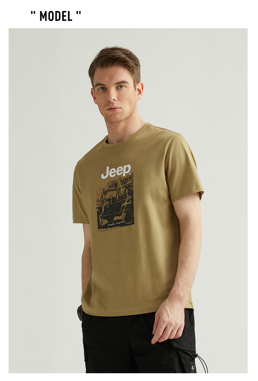 吉普Jeep 2022夏季新款 男纯棉休闲印花T恤 图5