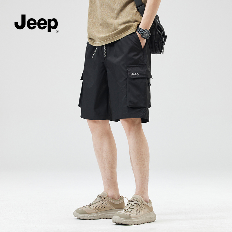 Jeep Men's Shorts, Men's Summer Thin Pants, Men's Beach Shorts, Five-Point Cargo Shorts, American Style Ls