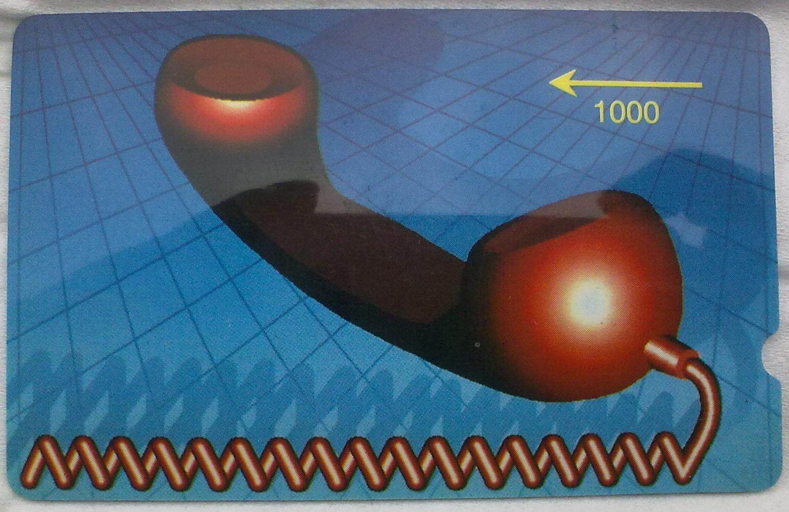 Large and rare early telephone card red handset test card uncoded version