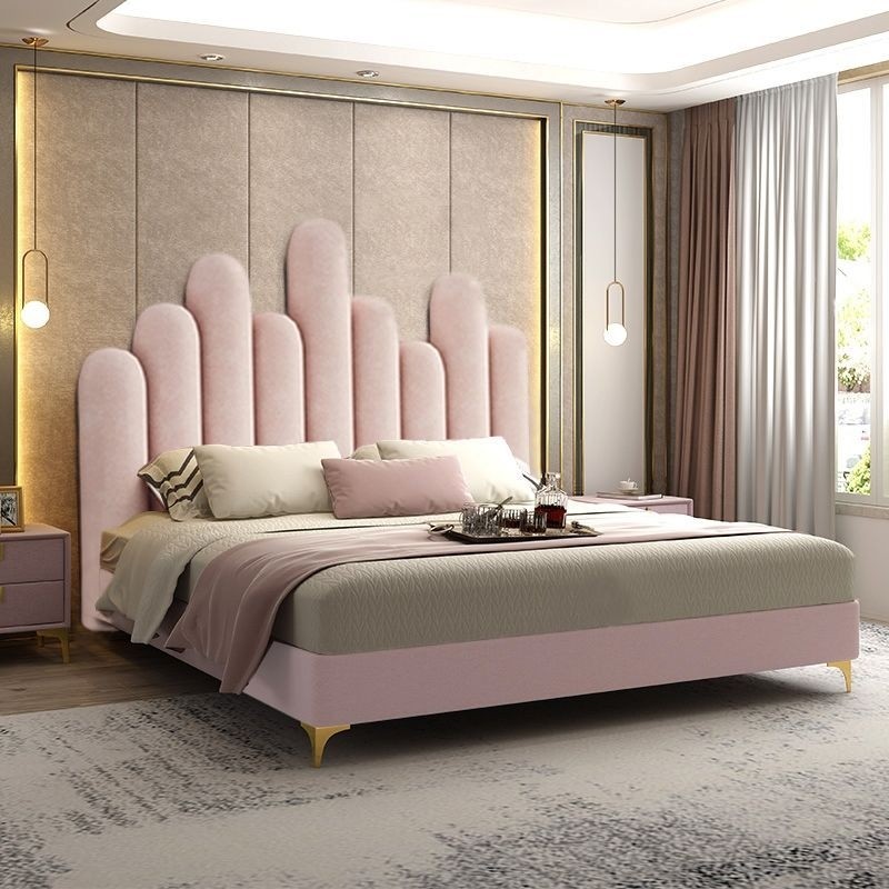 Nordic Light Lavish Art Bed Modern Minima Soft Bag Ins Thumb Bed Bedroom Net Red Master Bedroom Soft Bed Princess Bed-Taobao