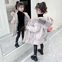Girls winter cotton coat coat three four five six seven eight years old treasure foreign gas children thick long down cotton suit