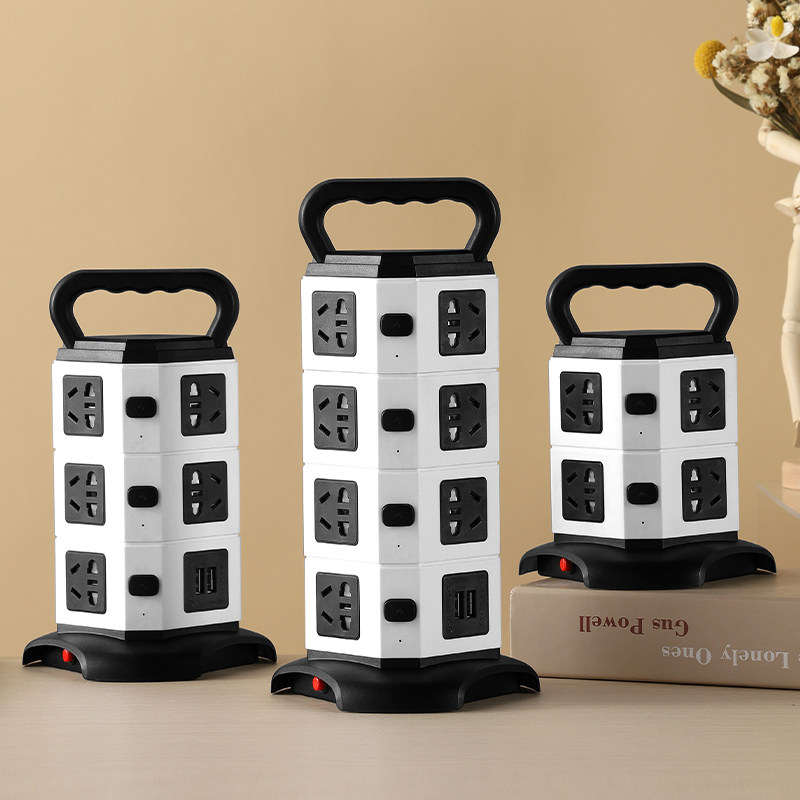 Multifunction vertical socket usb plug-in office desktop platoon plug-in porous bit-plug switch home extension cord