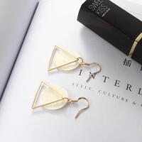 B301 Korean style jewelry natural shell earrings triangular round superimposed simple design women's earrings