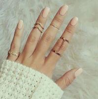D003 Diamond leaves Valida V -shaped joint ring finger chain 6 six -piece set rings